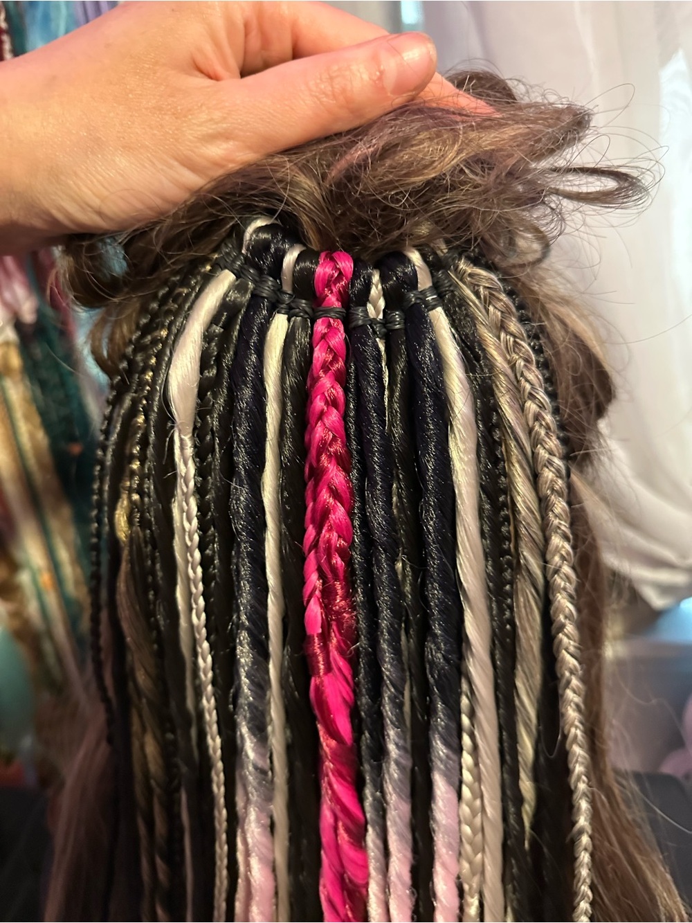 Handmade Pink Accent Braided Hair Extension - Women Wigs & Extensions